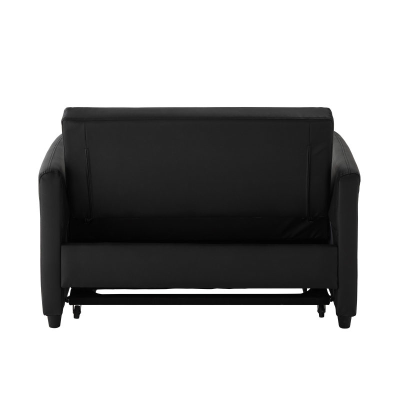 Divano letto estraibile, rivestimento in PU idrorepellente, 122x83x82 cm, Nero anticato