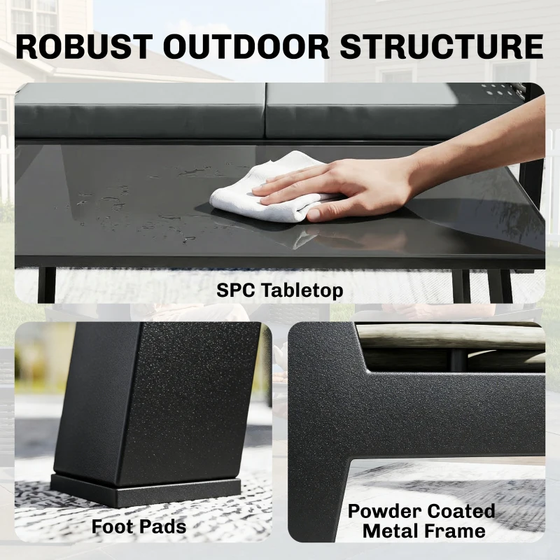 Outsunny 4 Seater Rattan Garden Furniture Set with 2 Armchairs, Loveseat, Coffee Table, Garden Sofa Set with Cushions, Dark Grey