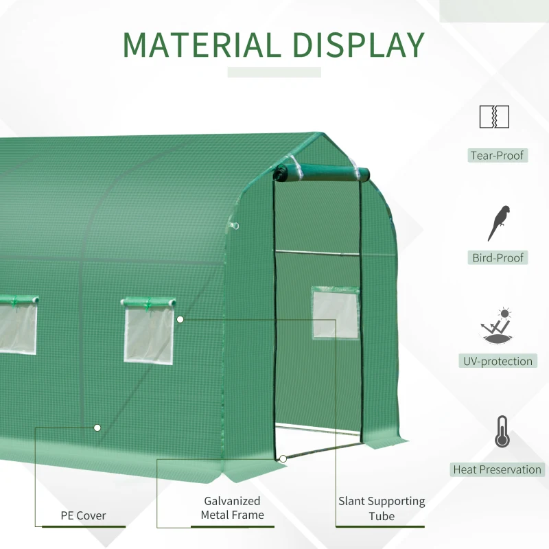 Outsunny 3 x 2m Walk-in Polytunnel Greenhouse with Windows and Door, Outdoor Plant Shelter for Garden, Backyard