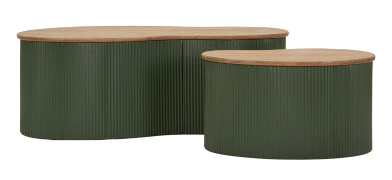 Mauro Ferretti Set de măsuță de cafea Frankfurt verde 2 bucăți cm 87x53x32-50x35x28