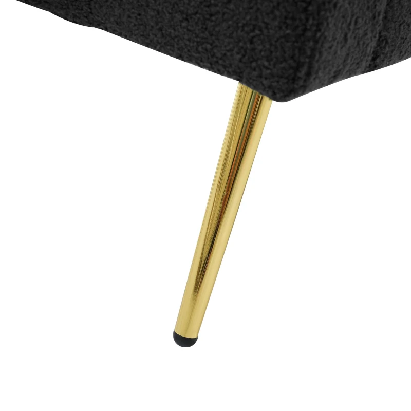 Divano letto con funzione letto, schienale regolabile, gambe dorate, rivestimento in sherpa, 175x64x72 cm, Grigio