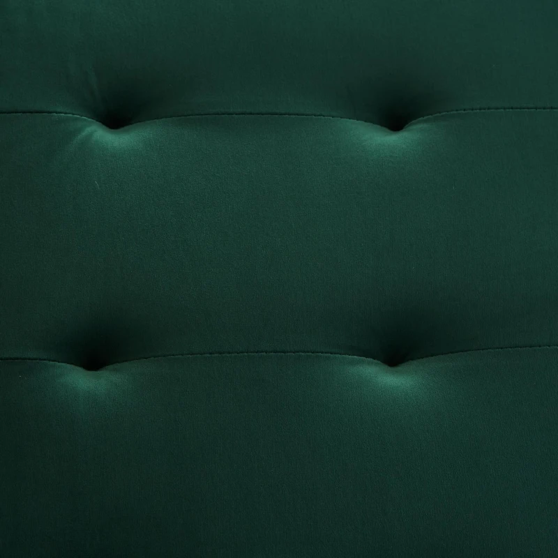 Divano-letto 2 posti, rivestimento in velluto, piedi dorati, 178x82x70 cm, Verde