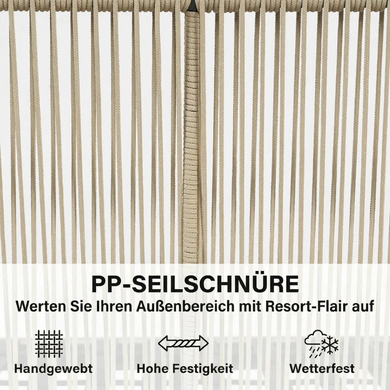 Outsunny Gartenmöbel Set 4-teilig Polyrattan Lounge-Set mit Zweisitzer 2 Sessel Akazienholz-Lamellentisch dicke waschbare Kissen