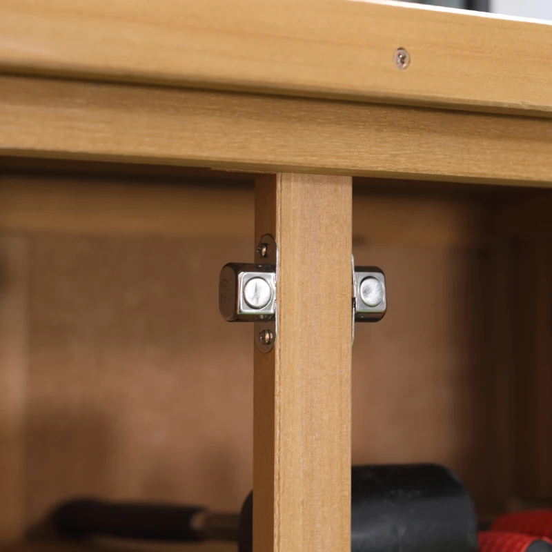 Outsunny Abrigo de Jardim em Madeira, 75x40x90 cm Armazenamento de Ferramentas, com 4 Prateleiras 2 Portas e Telhado de Aço Galvanizado Madeira