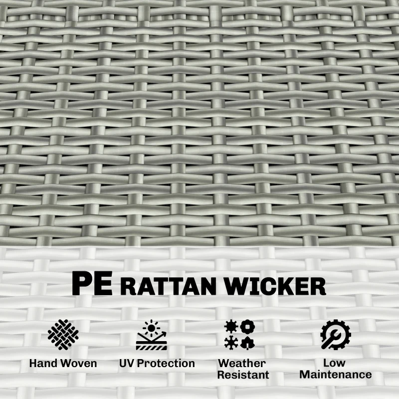 Outsunny Ławka Ogrodowa Rattan 170L 2-osobowa Ławka z Schowkiem Zdejmowana Poduszka Zamek Błyskawiczny Drewniane Podłokietniki