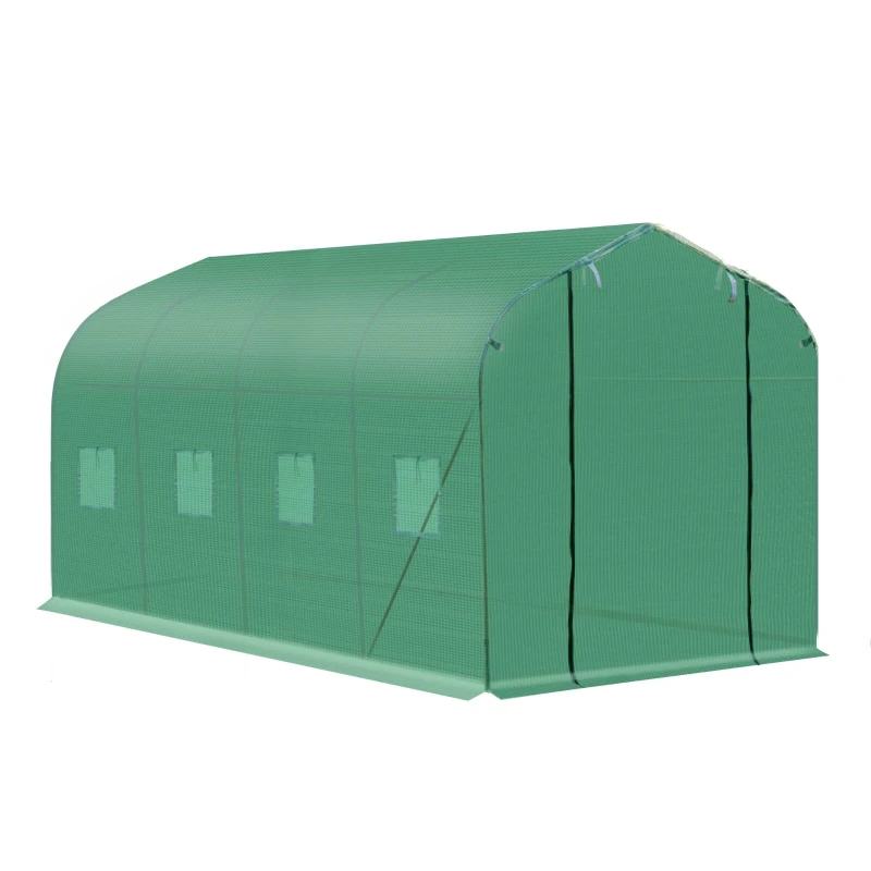 Outsunny 4 x 2m Walk-in Polytunnel Greenhouse with Windows and Door, Outdoor Plant Shelter for Garden, Backyard