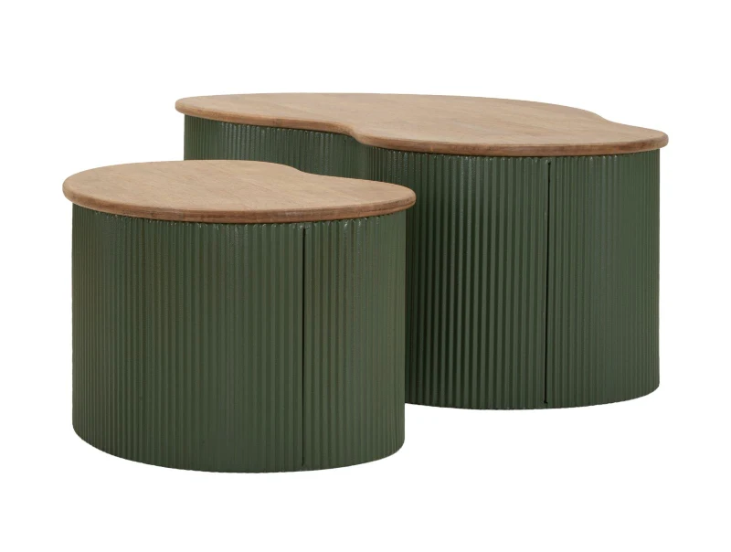 Mauro Ferretti Set de măsuță de cafea Frankfurt verde 2 bucăți cm 87x53x32-50x35x28