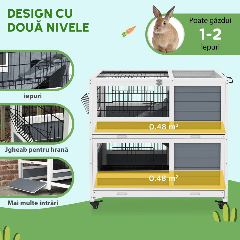 PawHut Cusca Etajata cu Roti – Animale Mici de Interior