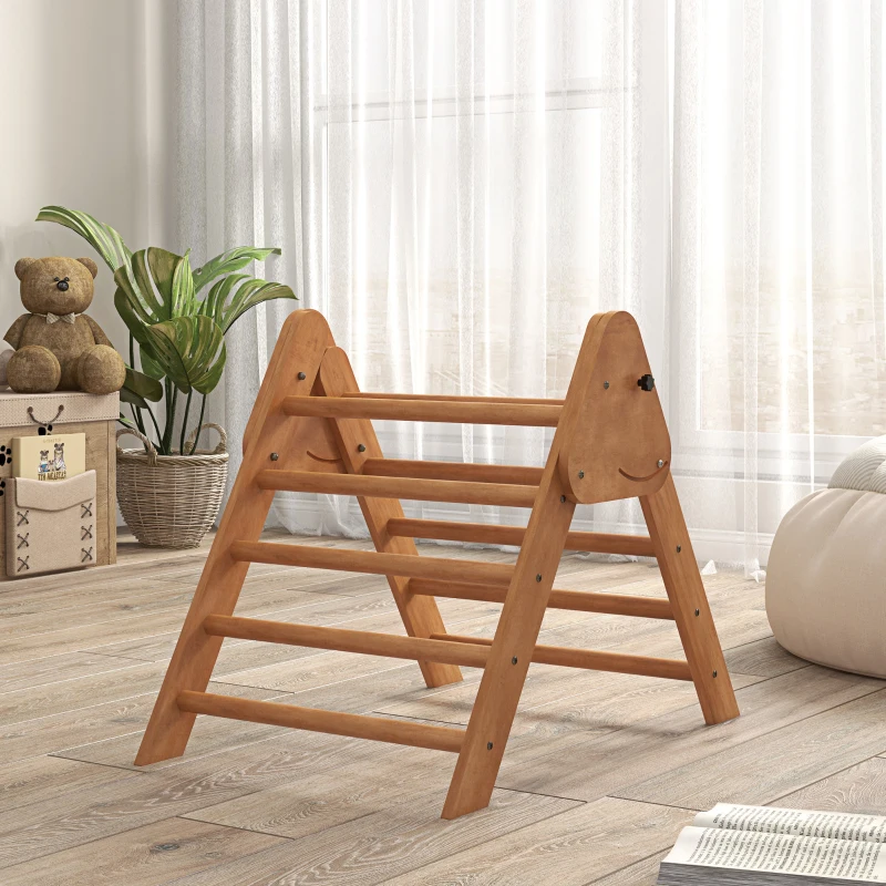 HOMCOM Triangle d'apprentissage à grimper pour enfants pliable en bois - 90 x 64 x 70 cm marron