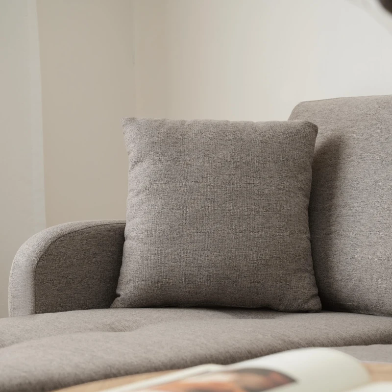 Divano angolare a forma di L con chaise longue, rivestimento in cotone-lino, cuscini inclusi, 166x118x77 cm, Grigio scuro