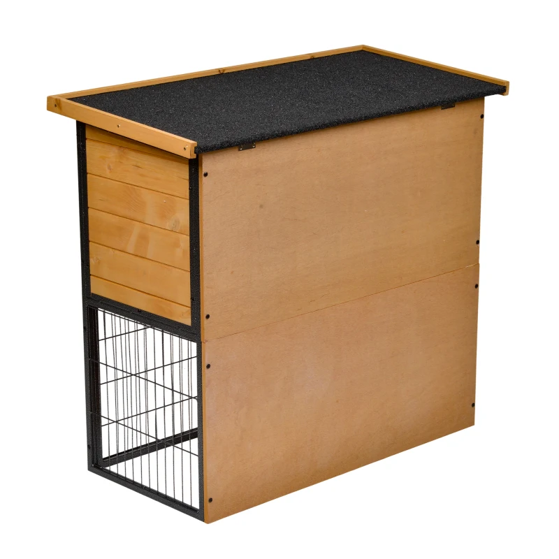 Pawhut Cusca Iepuri Exterior – Lemn & Metal, Cu Rampa & Spatiu Deschis