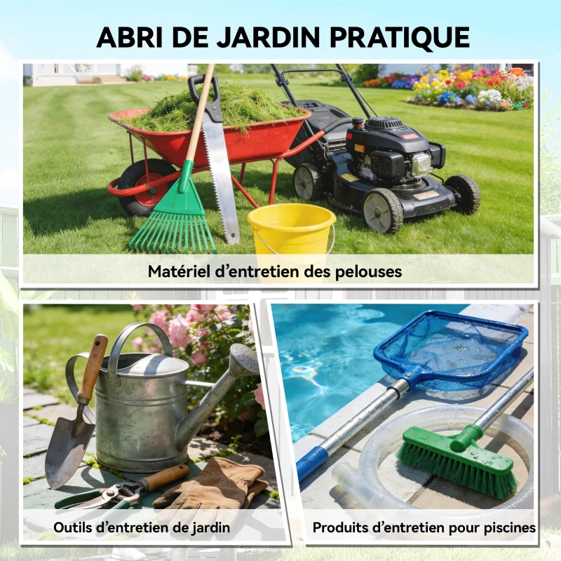 Outsunny Abri de Jardin en Métal Adossable 2 Grilles d'Aération Toit Incliné Anti-UV 163x90x179cm Gris Clair