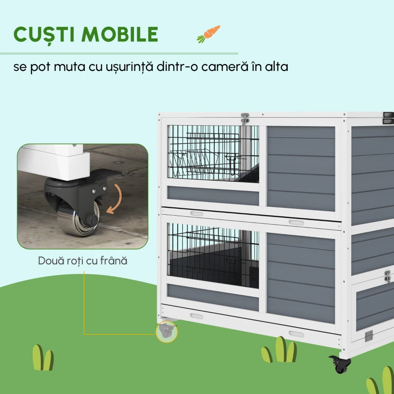PawHut Cusca Etajata cu Roti – Animale Mici de Interior
