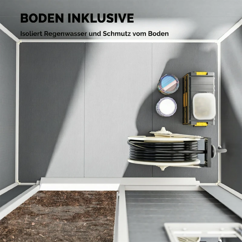 Outsunny Gerätehaus 1,9m² 182 x 121 x 200cm Geräteschuppen mit Satteldach Boden Abschließbarer Tür