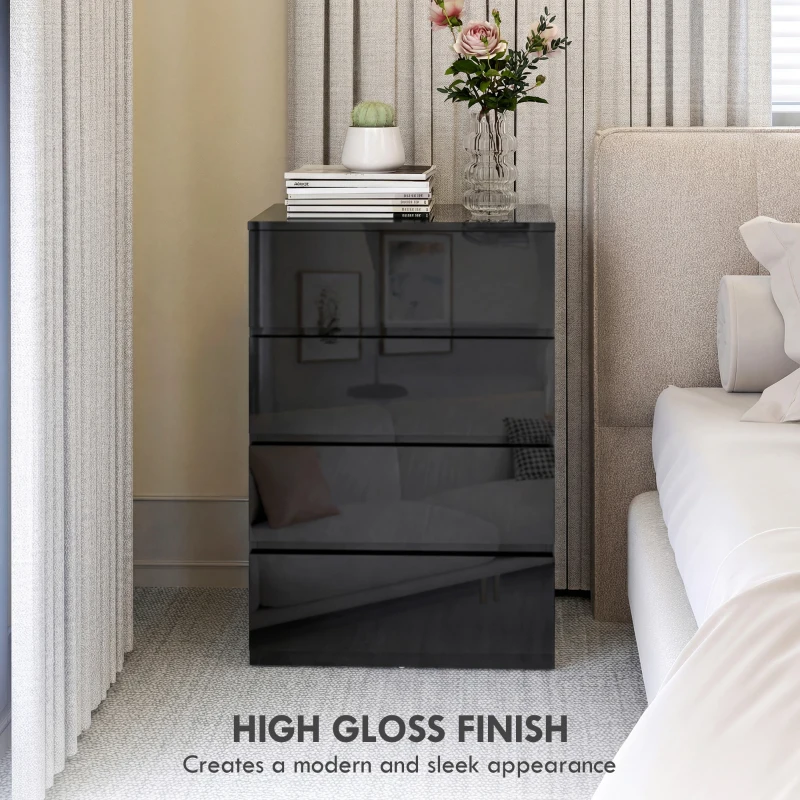 HOMCOM Chest of Drawers, 4-Drawer Storage Cabinets, Modern Dresser, Storage Drawer Unit for Bedroom