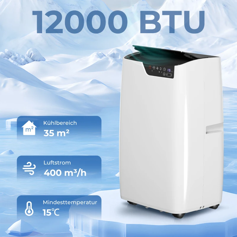 HOMCOM Tragbare Klimaanlage 12000 BTU, Klimagerät mit Kühl-, Entfeuchtungs-, Ventilator- , Schlafmodus, WiFi Sprachsteuerung