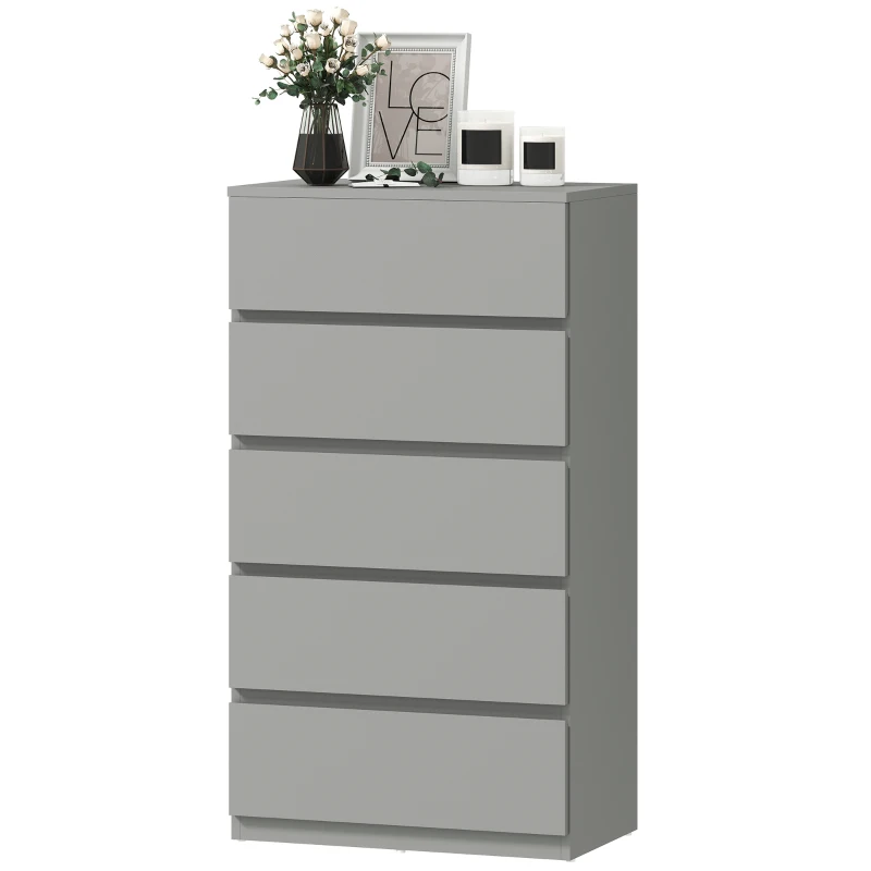 HOMCOM Chest of Drawers, 5-Drawer Storage Cabinets, Modern Dresser, Storage Drawer Unit for Bedroom