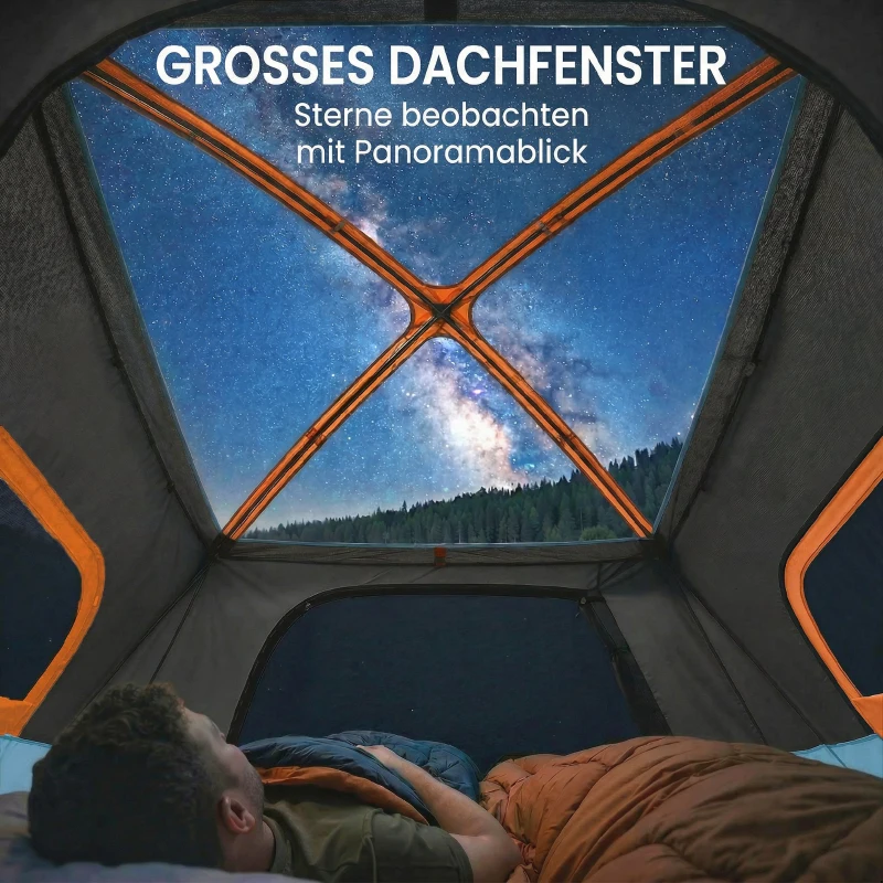 Outsunny Namiot tunelowy 4-osobowy namiot rodzinny z sypialnią i salonem okna dachowe folia podłogowa wysokość 3000 mm słupa wody