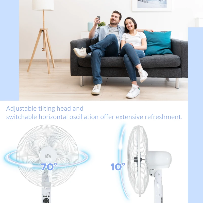HOMCOM Statiefventilator ventilator afstandsbediening in hoogte verstelbaar 3 snelheden