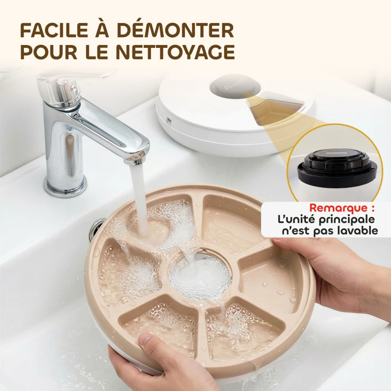 PawHut Distributeur de Nourriture pour Animaux de Compagnie Distributeur Automatique 6 portions 31,5 x 31,5 x 8,3 cm blanc