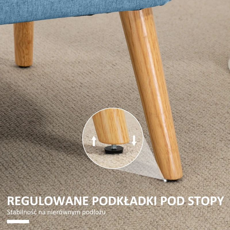 HOMCOM Sofa 2-osobowa, miękka tapicerka, łatwa w pielęgnacji, do 220 kg, 117 x 56,5 x 77 cm, niebieska
