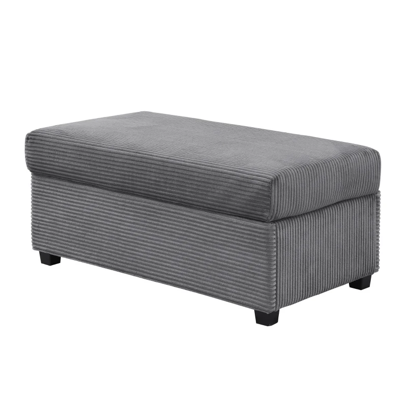 Divano a L con LED, rivestimento in velluto a coste, ottomana, 184x84,5x85,5 cm, Grigio