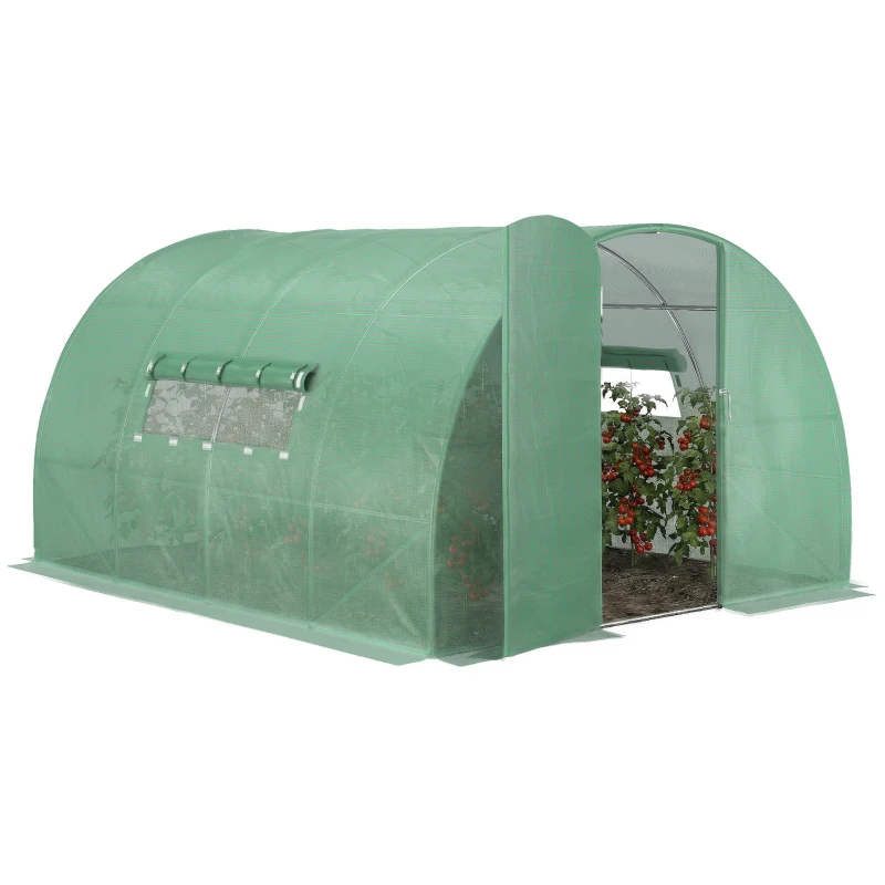 Outsunny Reinforced Walk in Polytunnel Greenhouse, 4x3x2 m