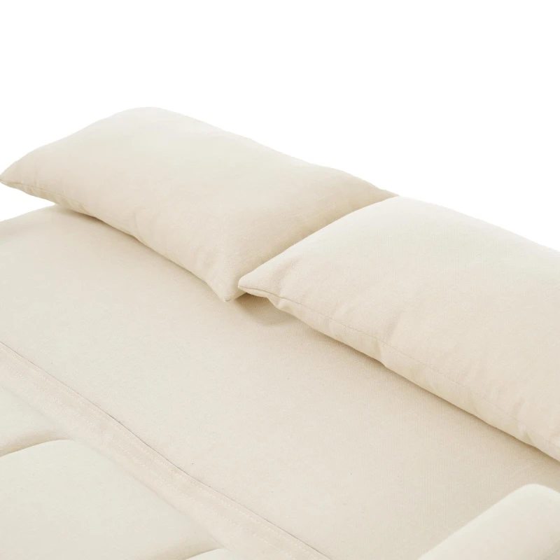 Divano-letto pieghevole multifunzionale, 2-in-1, schienale regolabile, rivestimento in cotone e lino, 127x75x94 cm, Beige