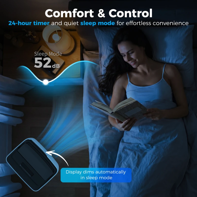 HOMCOM Klimatyzator przenośny 12 000 BTU, funkcje chłodzenia, osuszania, wentylatora, tryb nocny, sterowanie głosowe WiFi