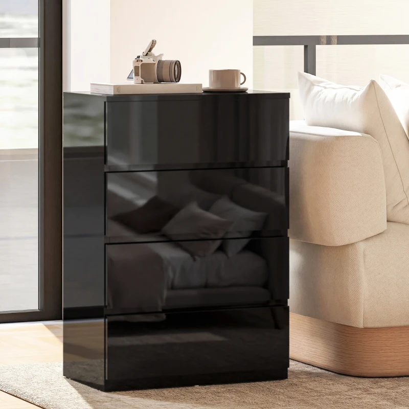 HOMCOM Chest of Drawers, 4-Drawer Storage Cabinets, Modern Dresser, Storage Drawer Unit for Bedroom