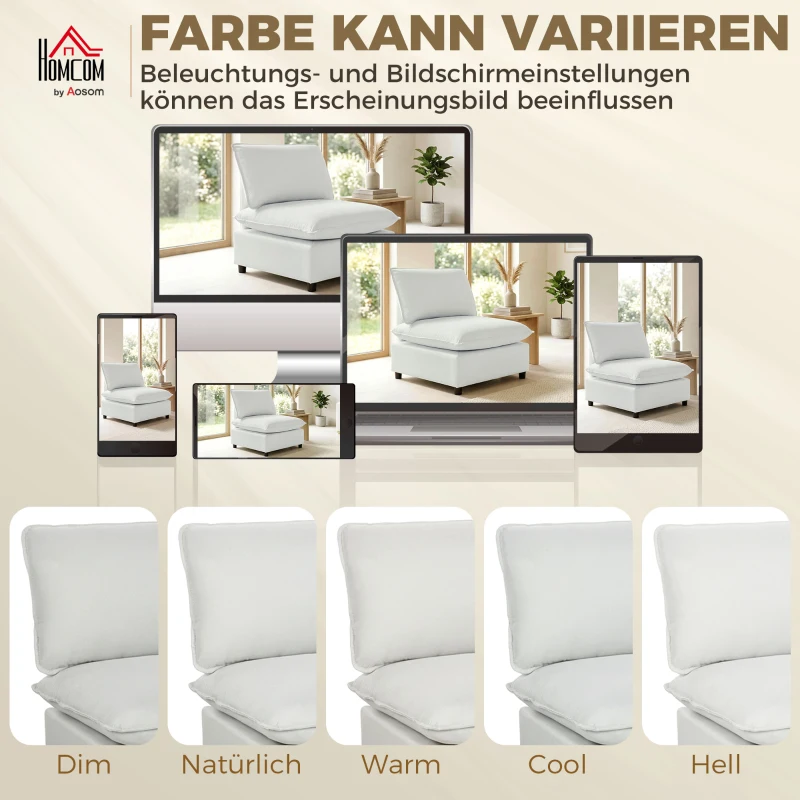 HOMCOM Akzentstuhl, Moderner Leathaire-Stuhl mit Breiter und Tiefer Sitzfläche, Dicke Polster, Einfache Montage, Grau