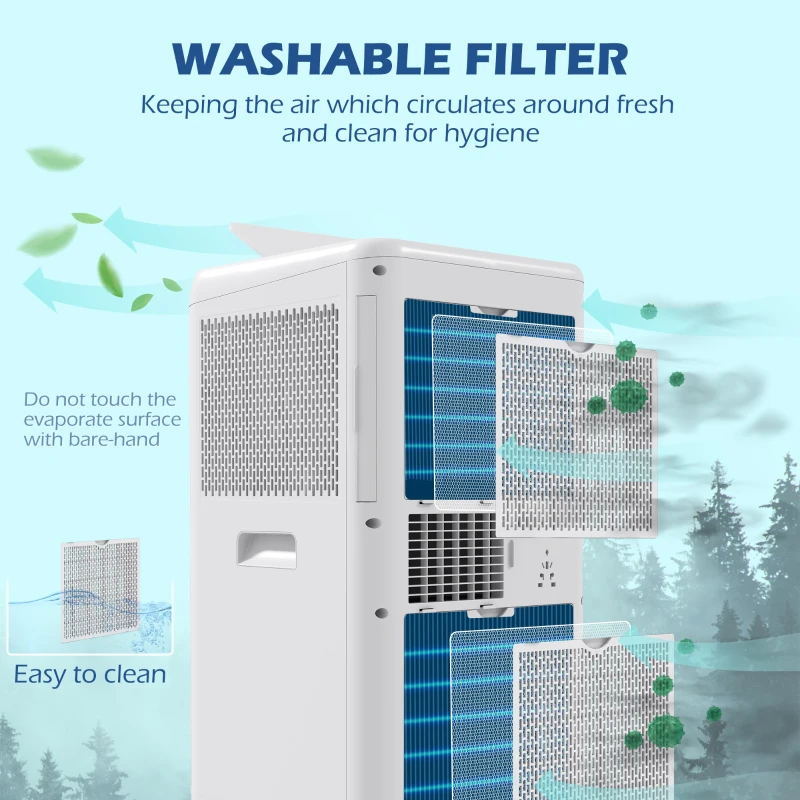 HOMCOM Przenośny klimatyzator z wężem 12.000 BTU 3,5 kW, 5-w-1, 24h timer, pilot, do 35㎡