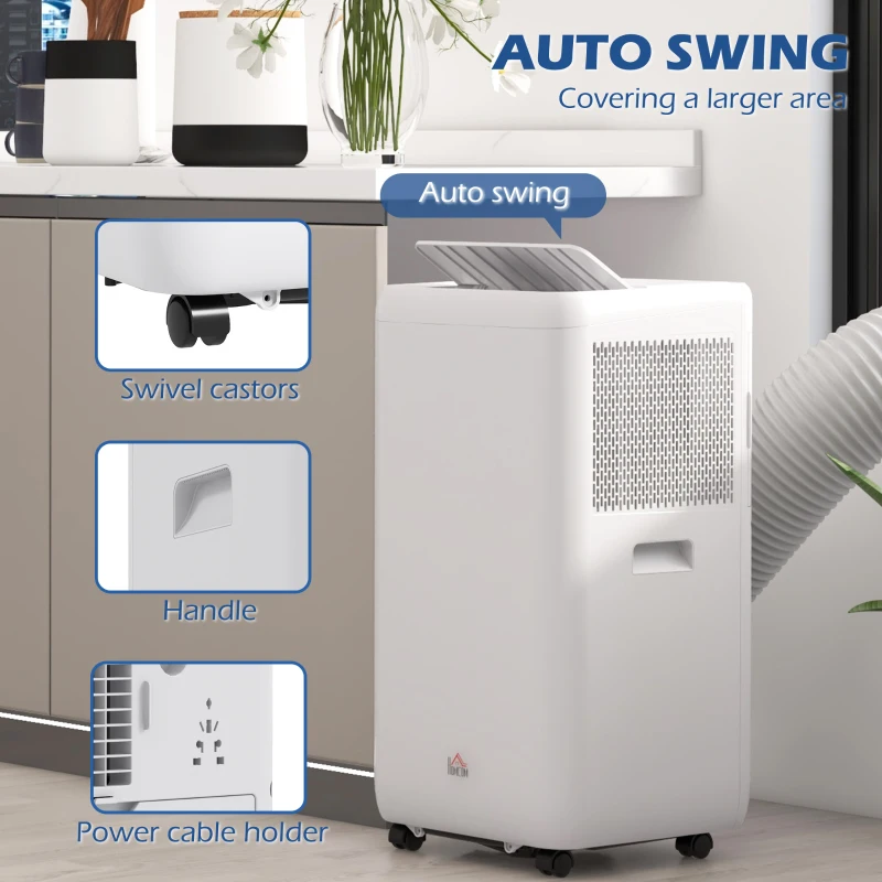 HOMCOM Przenośny klimatyzator z wężem 12.000 BTU 3,5 kW, 5-w-1, 24h timer, pilot, do 35㎡