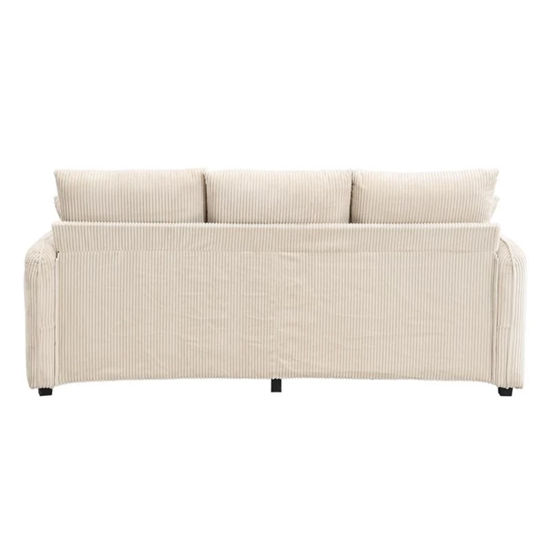 Divano angolare a U, con vano contenitore, pouf incluso, rivestimento in chenille, 188x186x86 cm, Beige