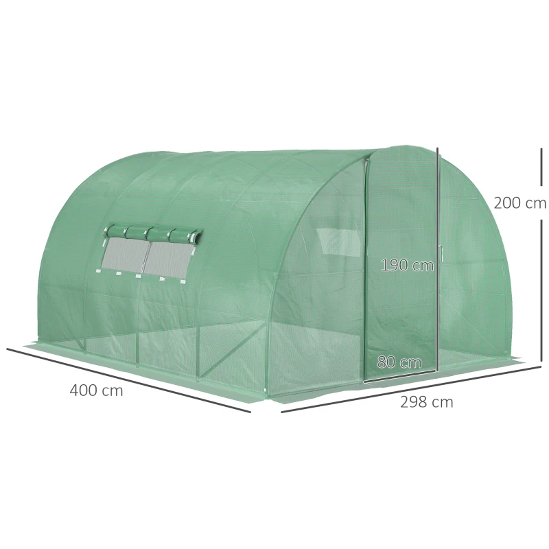 Outsunny Reinforced Walk in Polytunnel Greenhouse, 4x3x2 m