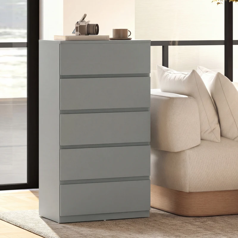 HOMCOM Chest of Drawers, 5-Drawer Storage Cabinets, Modern Dresser, Storage Drawer Unit for Bedroom