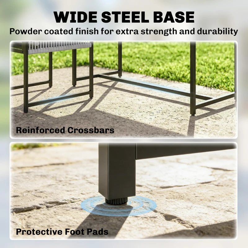 Outsunny Zestaw Mebli Ogrodowych 5-częściowy Stół ze Szklanym Blatem i 4 Oddychającymi Składanymi Krzesłami