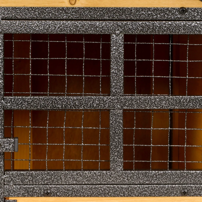 PawHut Cușcă pentru Iepuri și Rozătoare, Cu Căsuță, Rampă și Zonă Deschisă, 122×63×92 cm, Lemn + Metal,(m-10)