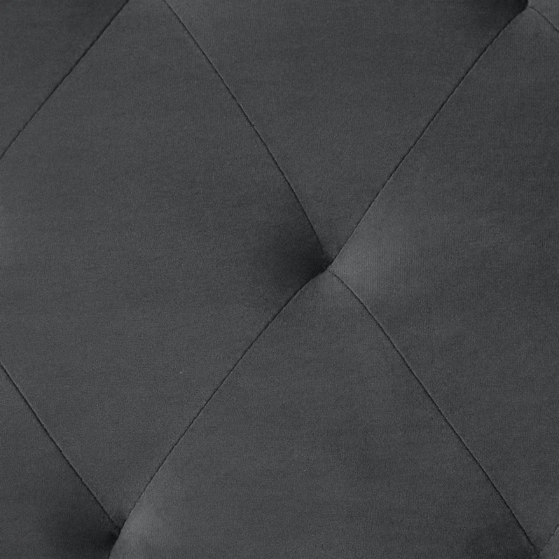 Divano letto 2 posti, rivestimento in velluto, piedi dorati, 173x75x70 cm, Grigio