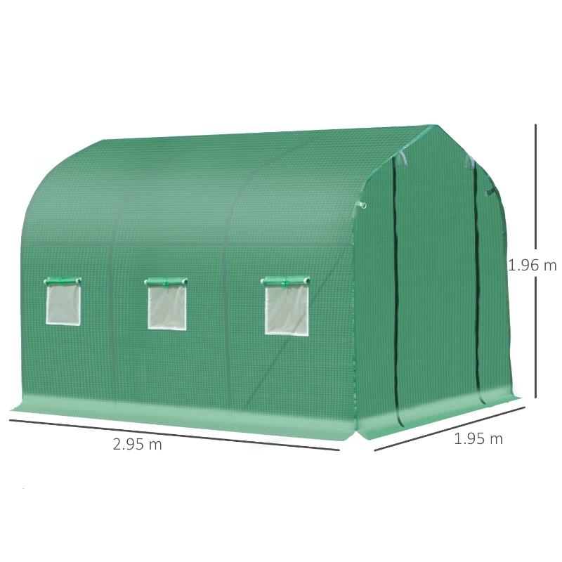 Outsunny 3 x 2m Walk-in Polytunnel Greenhouse with Windows and Door, Outdoor Plant Shelter for Garden, Backyard
