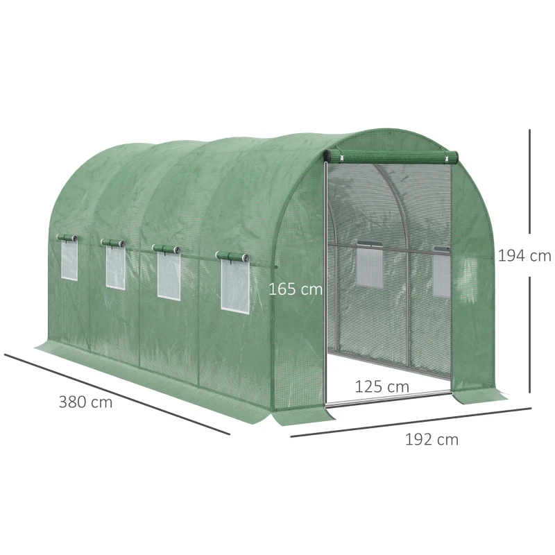 Outsunny Walk-in Polytunnel Greenhouse, Outdoor Garden Plant Shelter with Windows and Doors (4 x 2M)