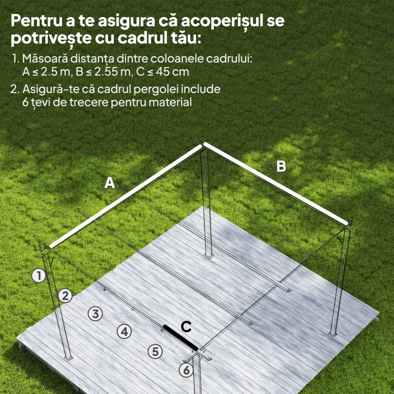 Outsunny Acoperiș pentru pergolă gazebo cu 10 orificii de drenaj, din poliester, 250x255 cm, pentru pergolă 3x3 m, culoare cafea