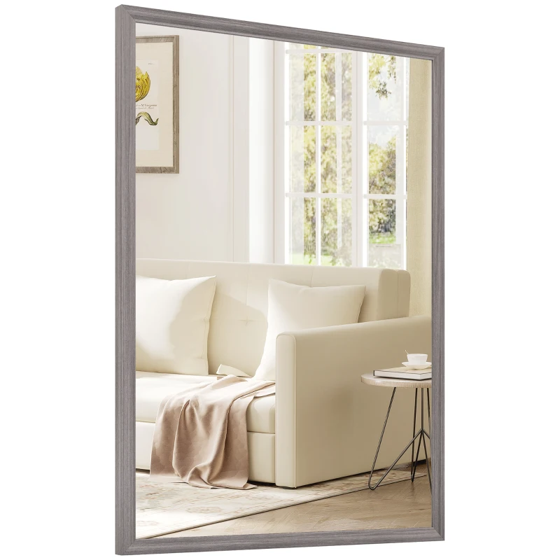 HOMCOM Wall Bathroom Mirror, 50 x 70 cm Wall-Mounted Mirror for Living Room, Bedroom, Hallway, Grey