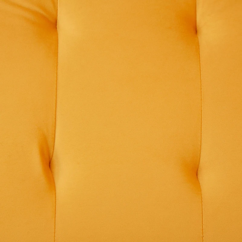 Divano-letto 2 posti, rivestimento in velluto, piedi dorati, 178x82x70 cm, Giallo