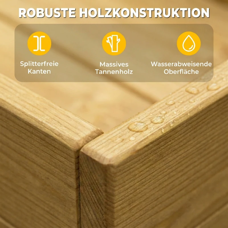 AIYAPLAY Sandkasten 2-teilig 150x90cm Holz Sandkiste mit Sitzbank Stauraum Herd herausnehmbarem Waschbecken Abakusperlen Gelb