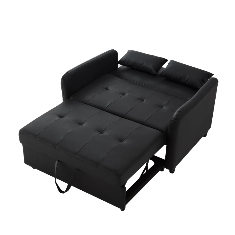 Divano letto estraibile, rivestimento in PU idrorepellente, 122x83x82 cm, Nero anticato