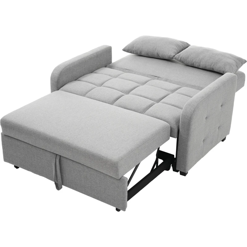 Divano-letto pieghevole multifunzionale, 2-in-1, schienale regolabile, rivestimento in cotone e lino, 127x75x94 cm, Grigio