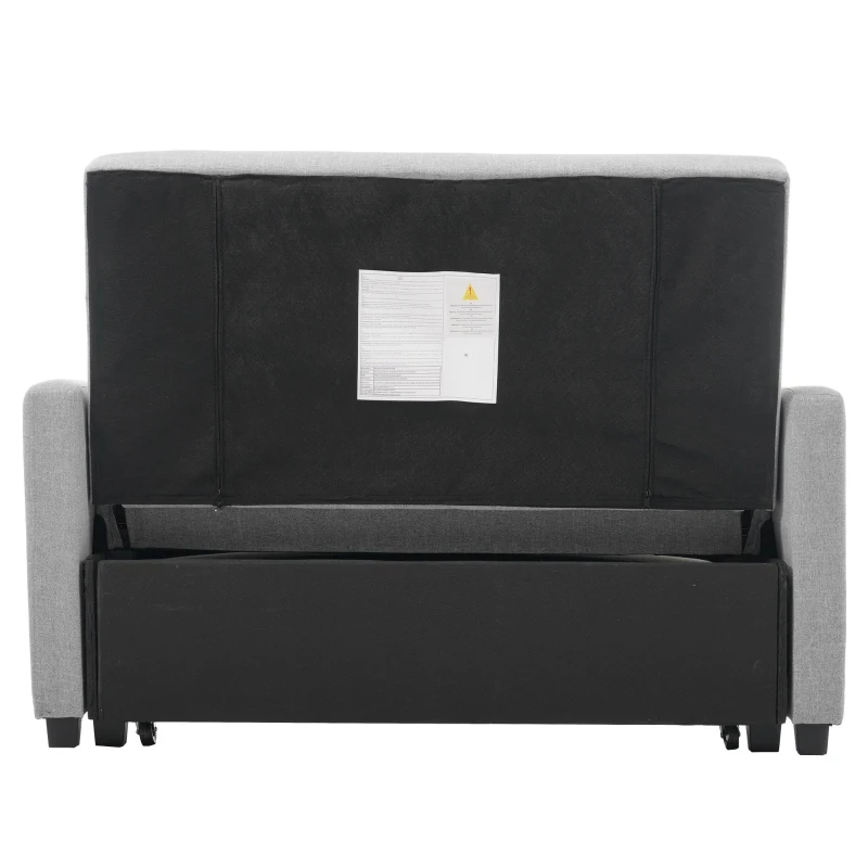 Divano-letto pieghevole multifunzionale, 2-in-1, schienale regolabile, rivestimento in cotone e lino, 127x75x94 cm, Grigio