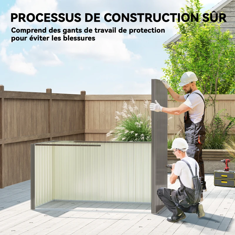 Outsunny Abri de Jardin en Métal Adossable 2 Grilles d'Aération Toit Incliné Anti-UV 163x90x179cm Gris Clair