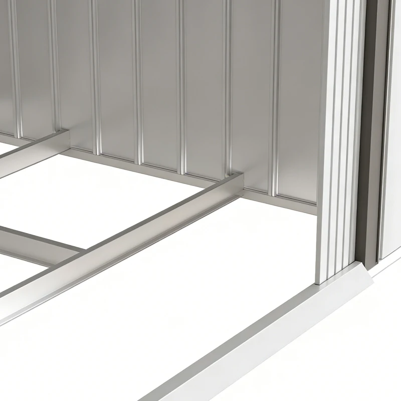 Outsunny Abrigo de Jardim 213x130x185cm Abrigo de Jardim Metálico de Exterior com 2 Portas Deslizantes e 4 Janelas Branco e Cinza